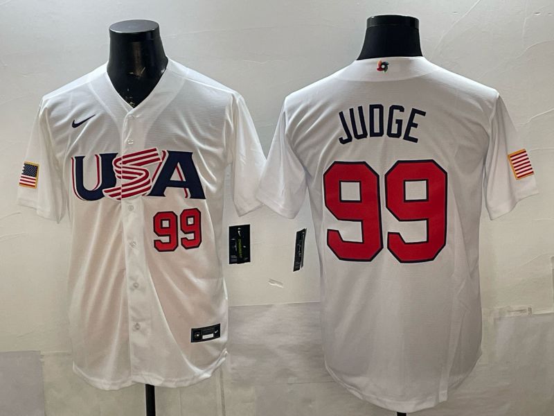 Men 2026 World Cub USA #99 Judge white Nike MLB Jersey style 06